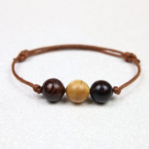 Bracelet en Bois de violette et Bouleau madré, fil marron, bijou en bois de qualité, perles en bois, bracelet en bois