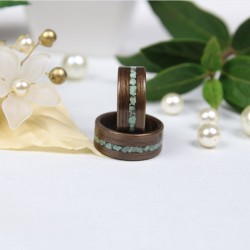 Duo of wedding rings in Walnut and Turquoise