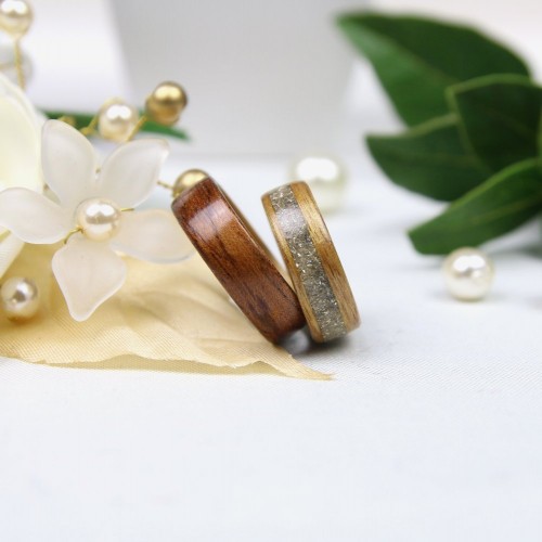 Dúo de anillos de boda en Etimoé, Aniégré y lentejuelas de vidrio de plata
