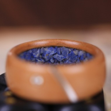 Bague garinlay en Poirier, Dumortierite, argent diamant