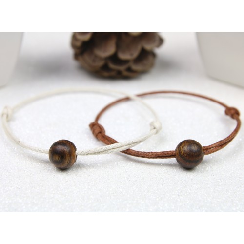 Couple Bracelets perles en Bocote, bijoux en bois de qualité, perles en bois, bracelets en bois