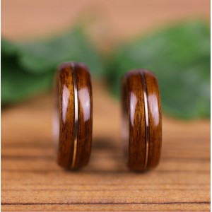 Duo d'alliances en Palissandre Santos, Fil d'or jaune et rose 14K 1