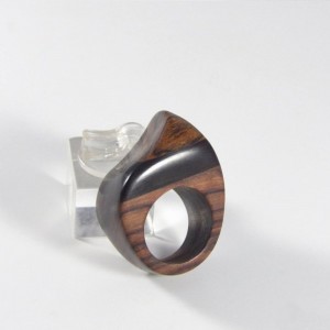 Bague en Bocote, Ebène et Bois de Violette